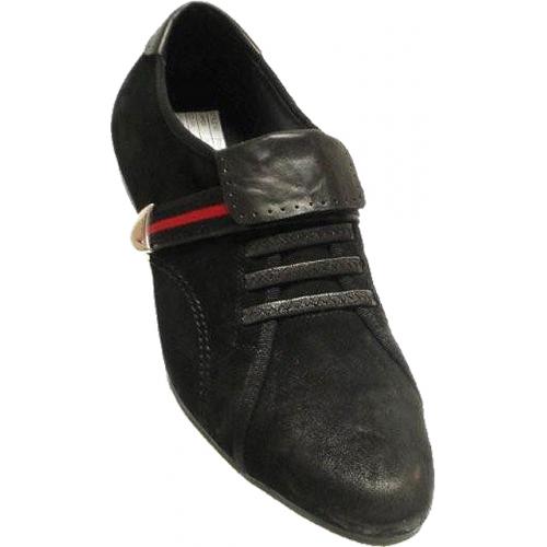 Fiesso Black Genuine Leather Shoes With Italian Strap FI3036
